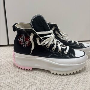 Converse Black and Pink Platform High-Tops